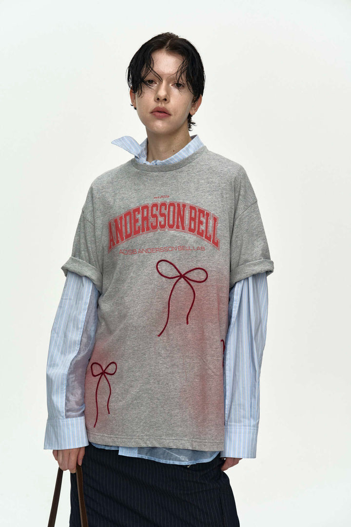 Andersson Bell Ribbon Embroidery Spray T-Shirt Grey)