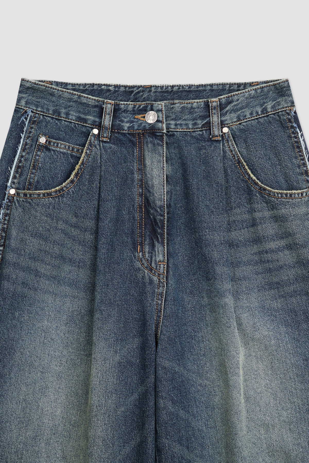 Matinkim Side Pannel Pintuck Denim Pants IN Blue