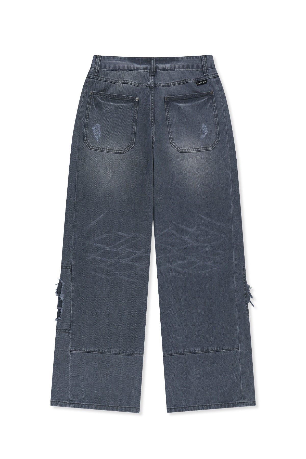 Matinkim Shadow Distressed Wide Denim Pants IN Blue