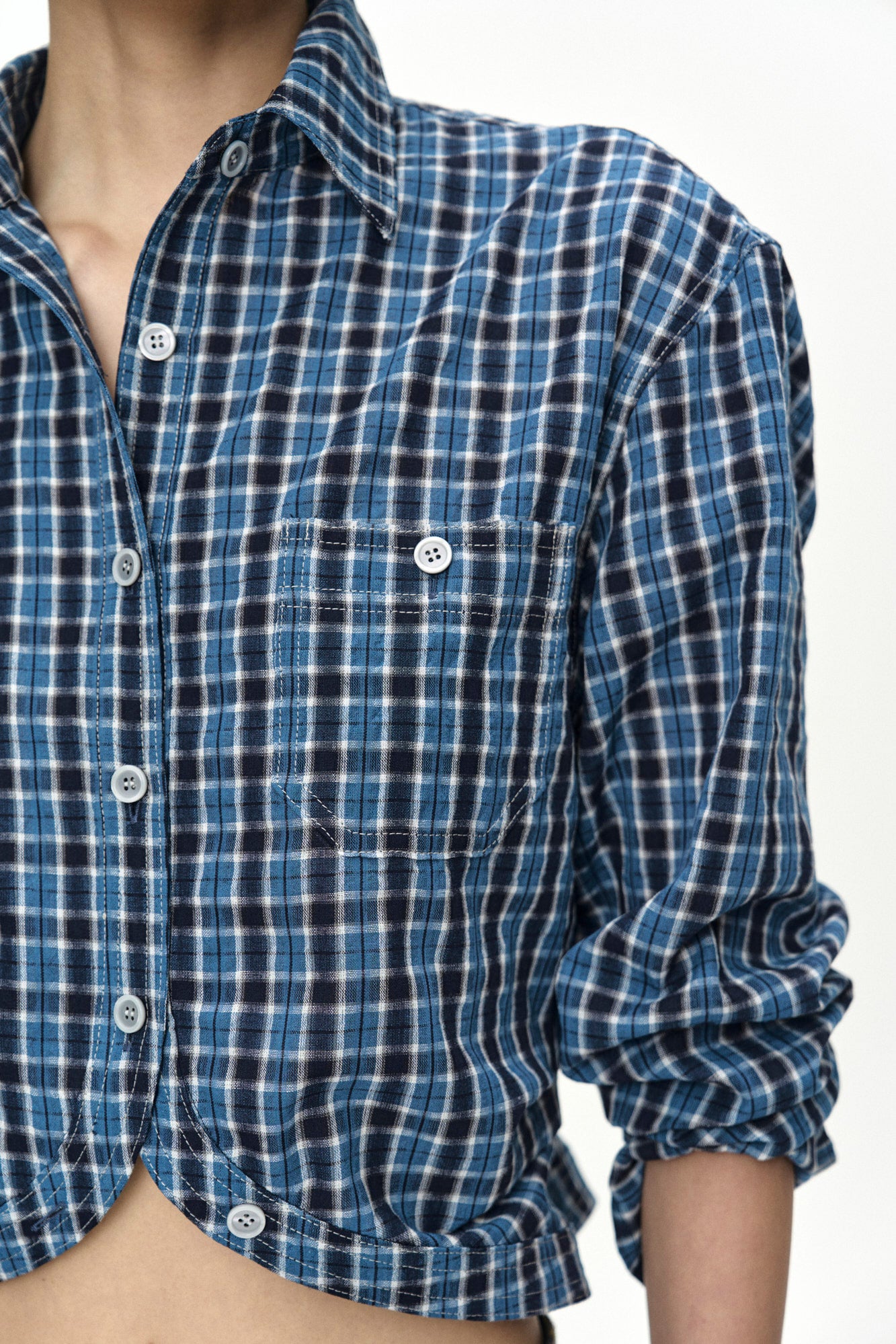 Andersson Bell Check Curves Hem Shirt