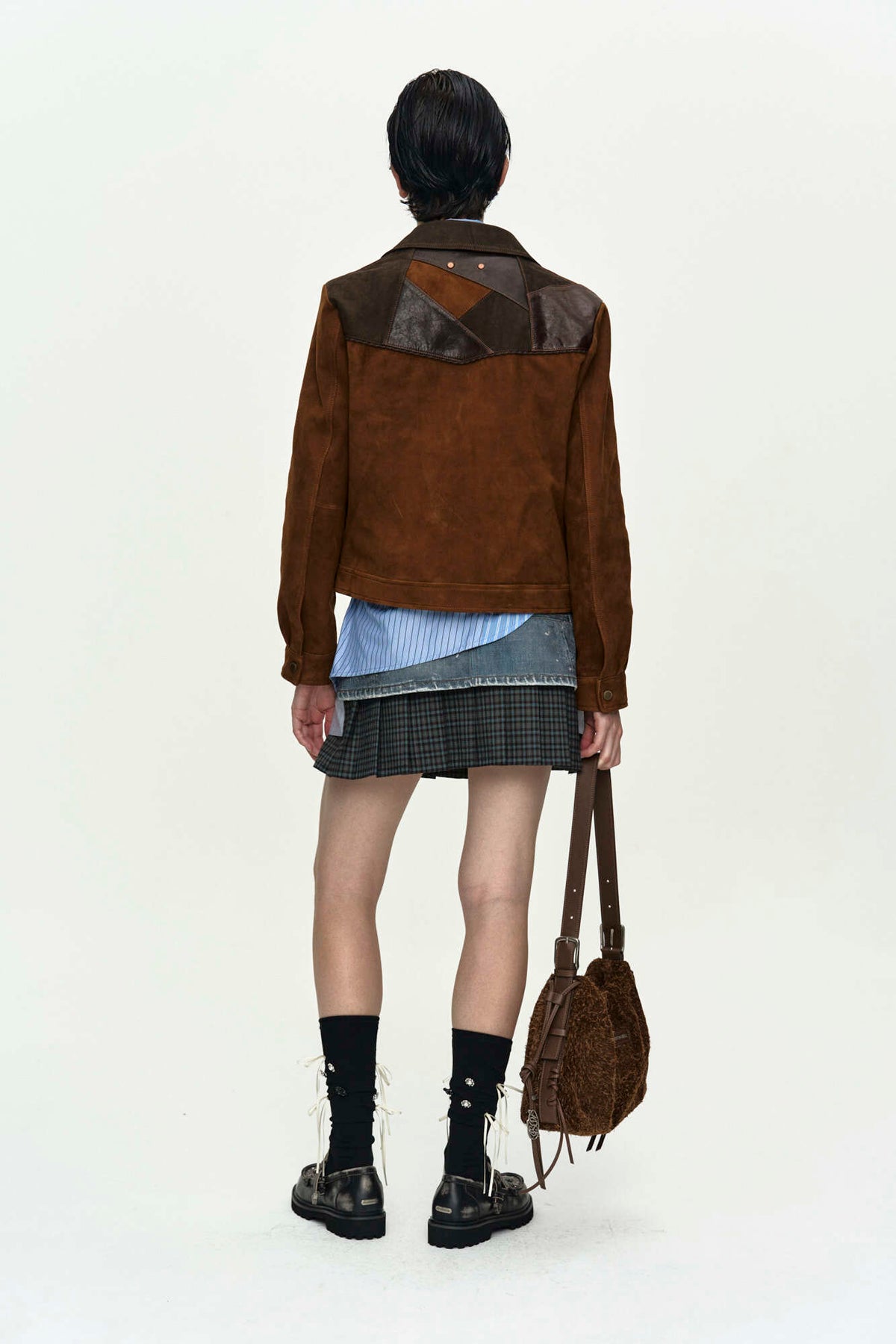 Andersson Bell Painted Denim Layered Mini Pleats Skirt