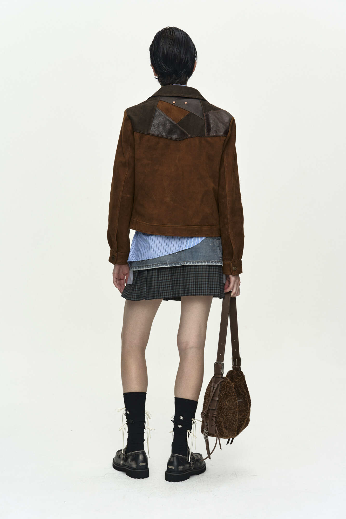 Andersson Bell Painted Denim Layered Mini Pleats Skirt