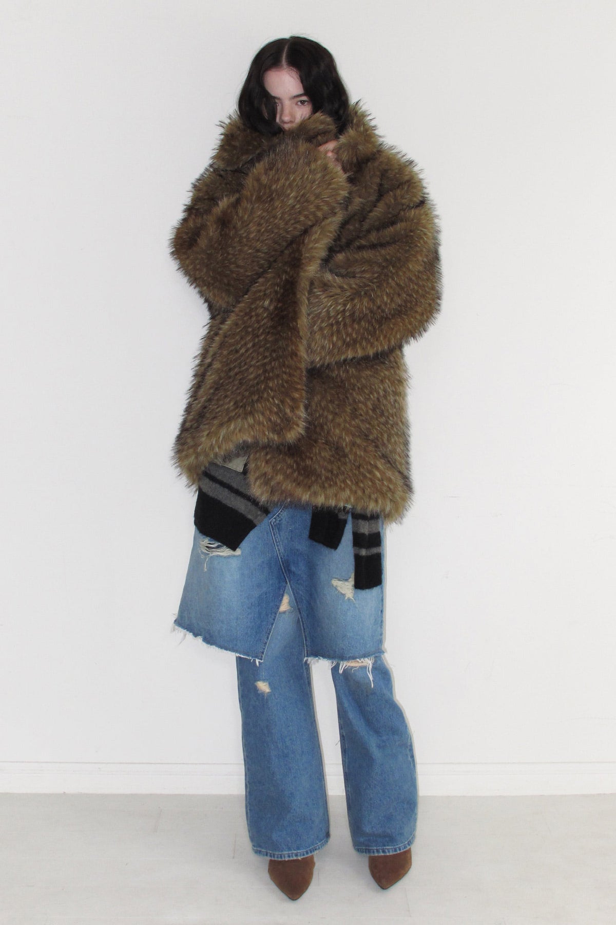 Instantfunk Vintage Racoon Fur Coat - Brown