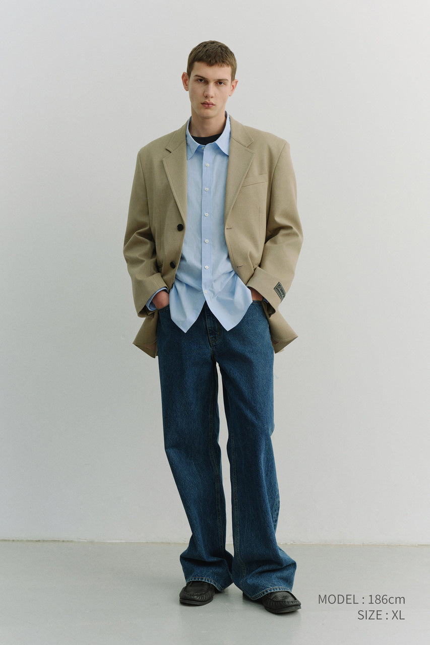Dunst Unisex Oversized Wool Blazer Camel Beige