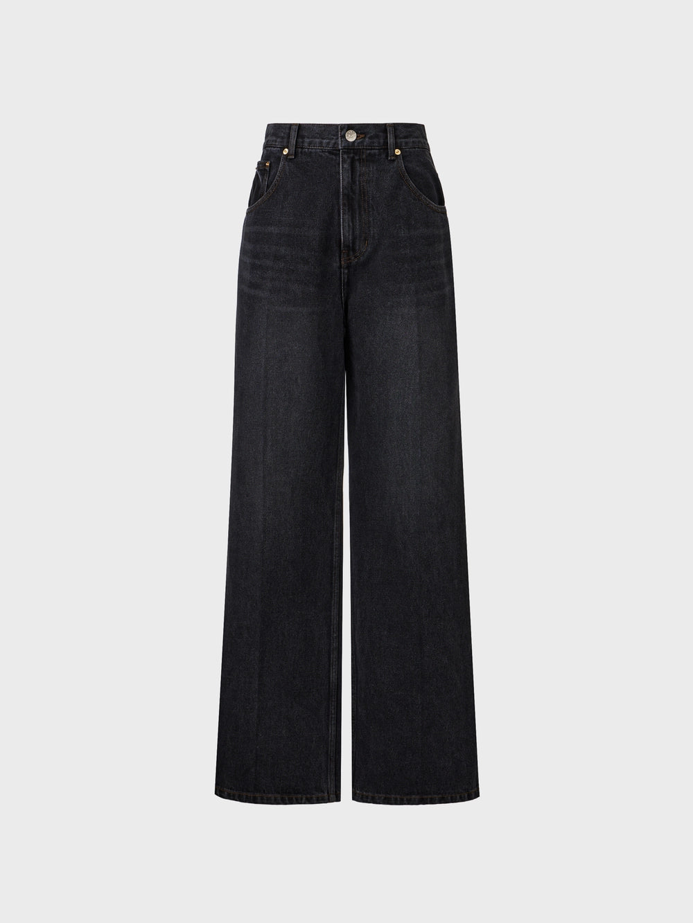 EENK Flare Fit Slit Denim Pants - Gray