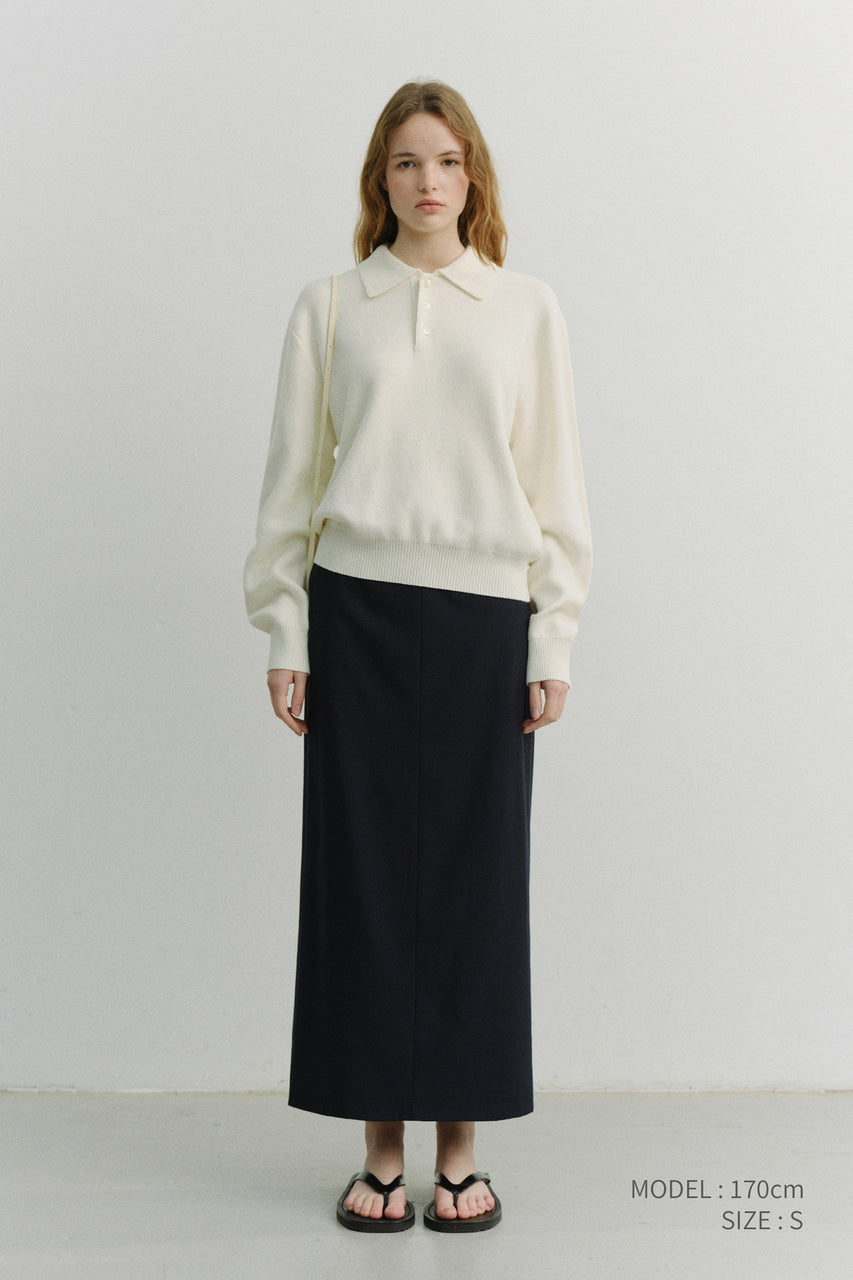 Dunst H-Line Striped Maxi Skirt Navy Stripe