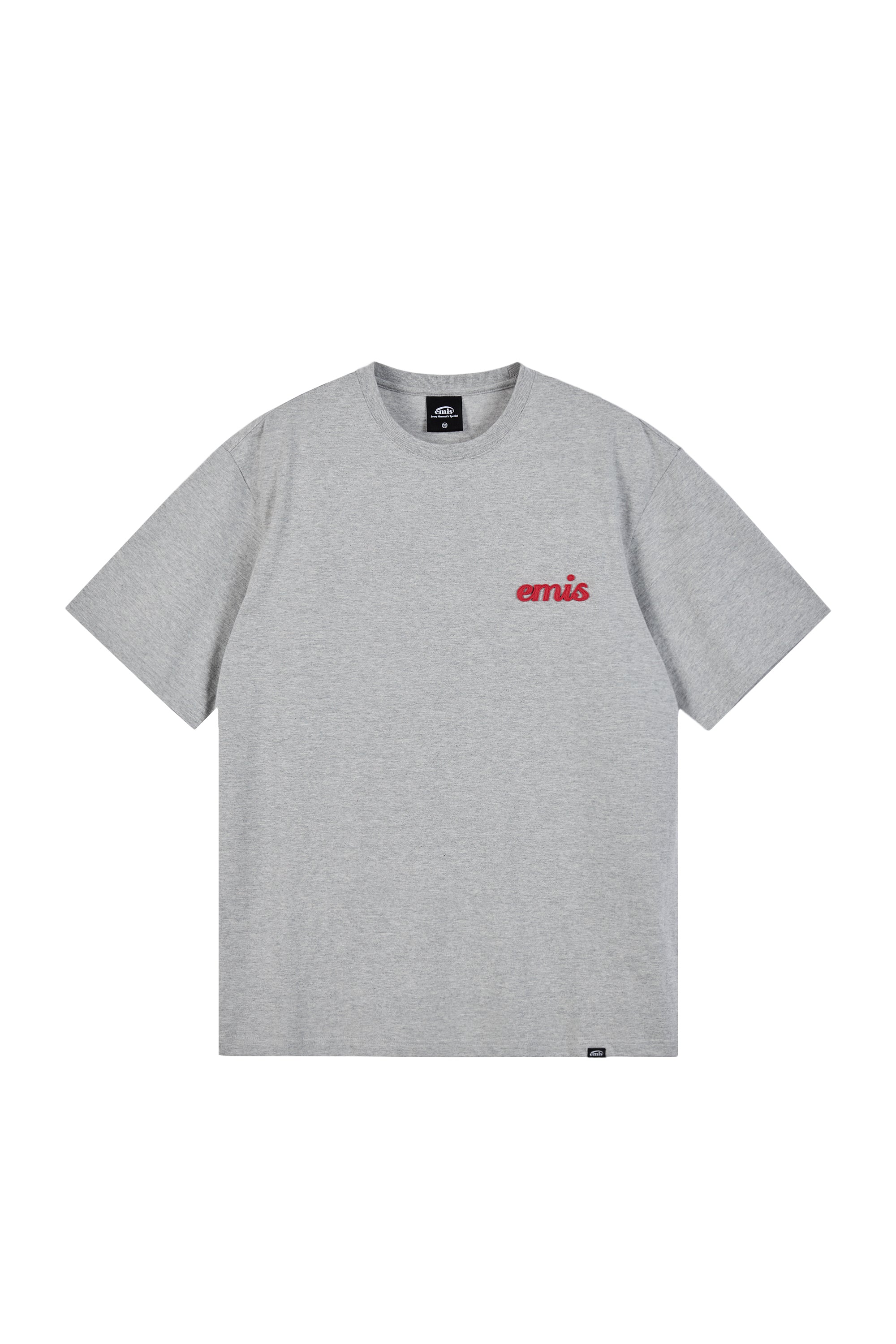(UNISEX) APPLIQUE T-SHIRT-MELANGE GRAY