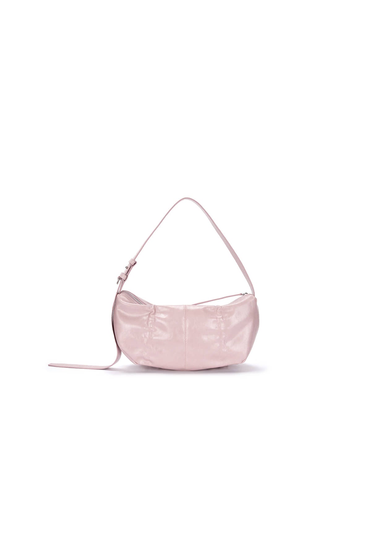 [matinkim] HALF SHIRRING RIBBON ROUND BAG IN PINK