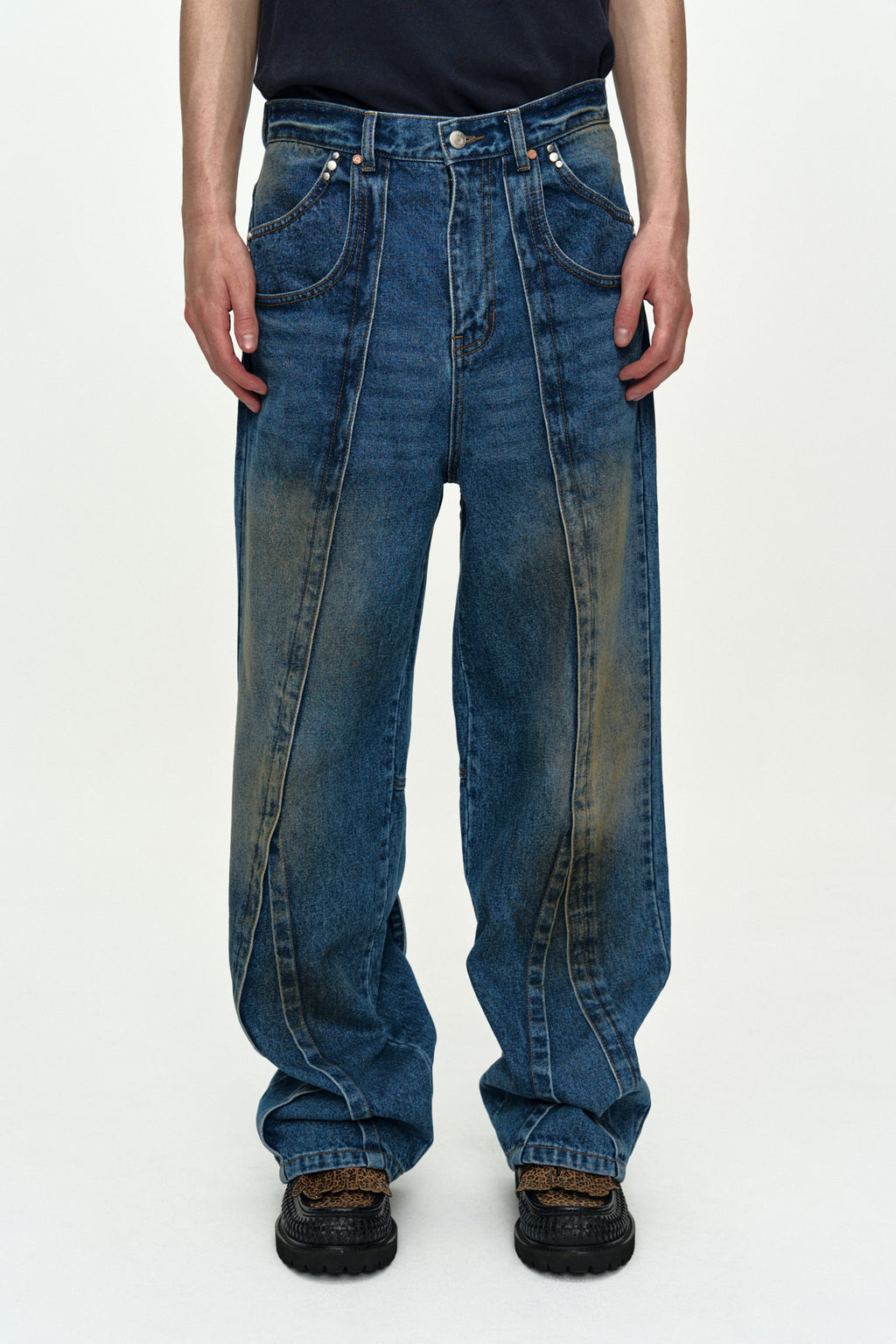 Andersson Bell Unisex Layered Wide-Leg Jeans