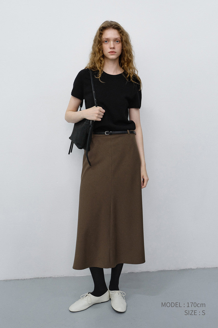 Dunst Fluid Long Skirt Khaki Brown