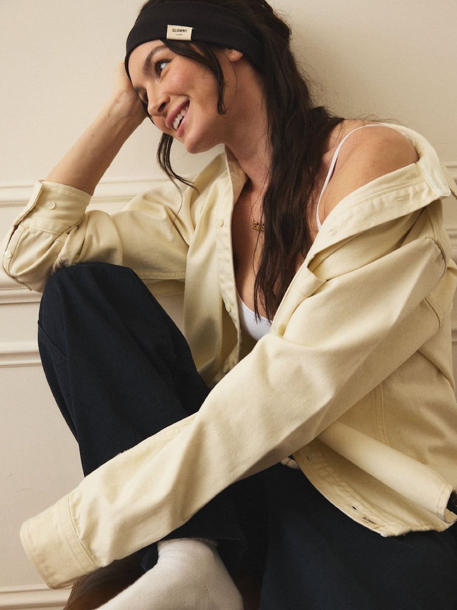 GLOWNY G Classic Cotton Twill Shirt (Ivory)