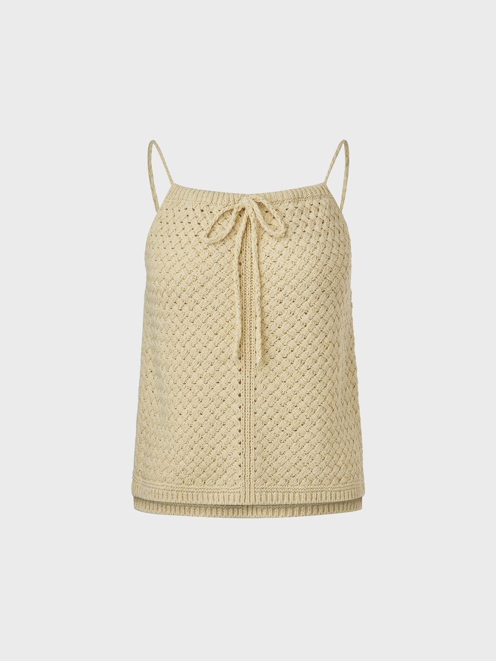 EENK Crochet Tie Strap Knitwear Top - Yellow