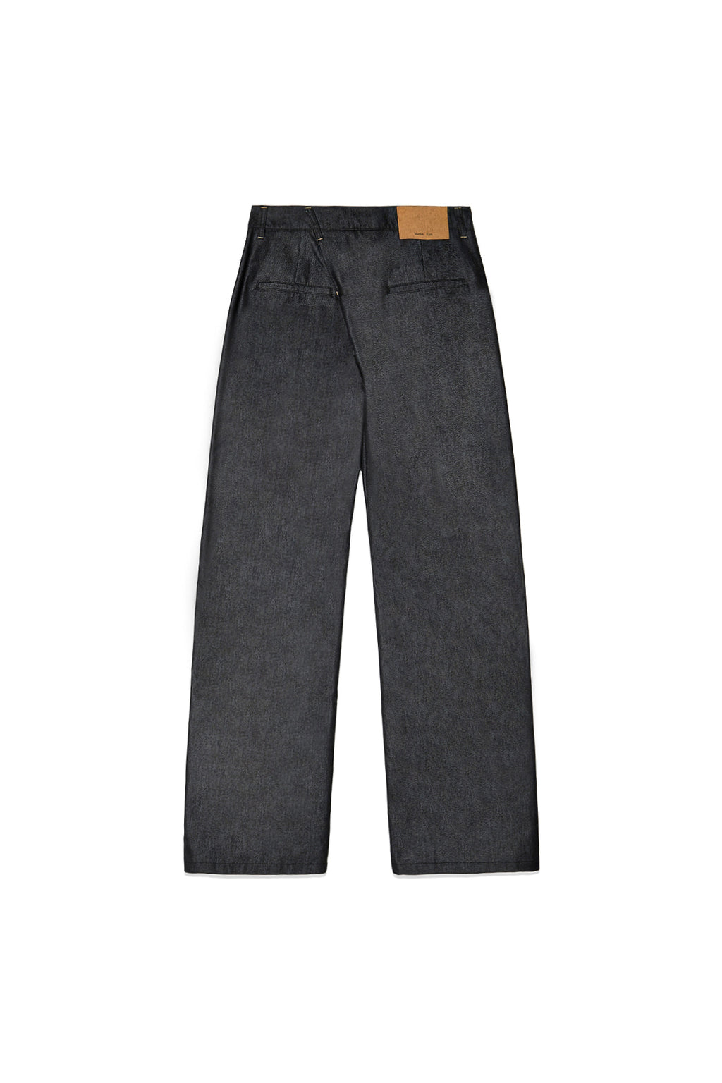 [matinkim] BACK TUCK DETAIL DENIM LIKE PANTS IN BLACK
