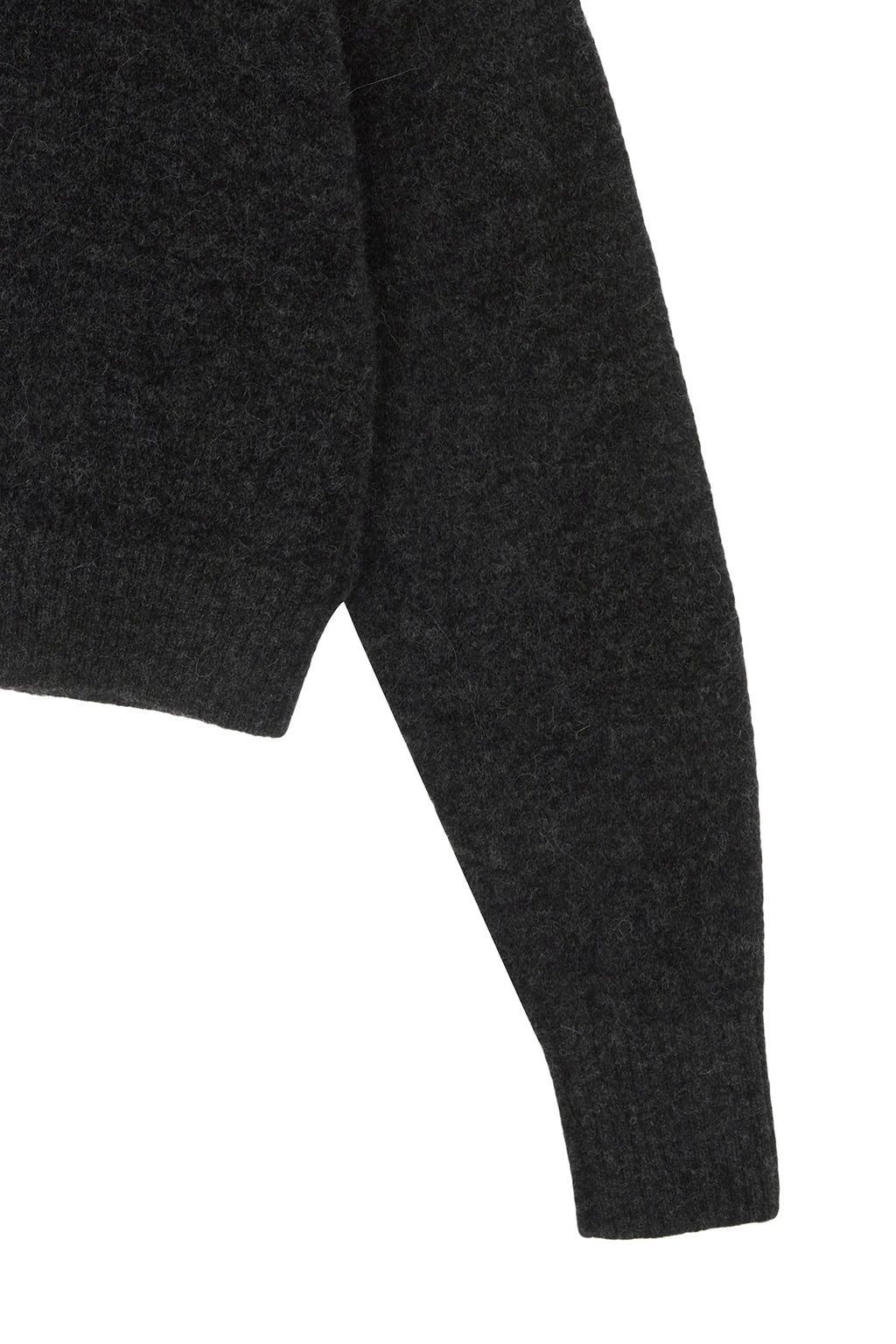 [matinkim] OFF SHOULDER STRING KNIT PULLOVER IN CHARCOAL