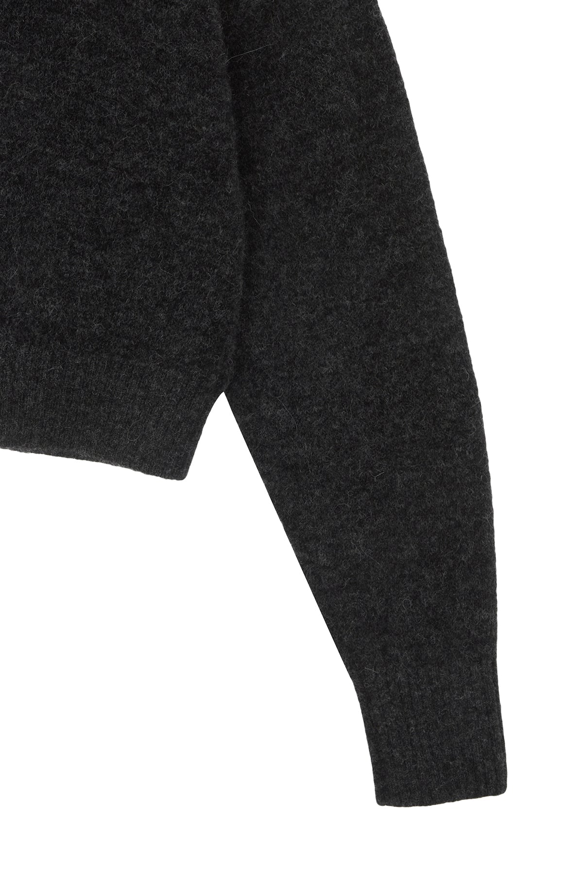 [matinkim] OFF SHOULDER STRING KNIT PULLOVER IN CHARCOAL