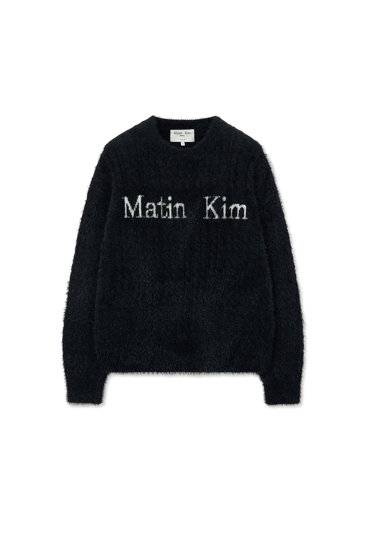 [matinkim] HAIRY CABLE KNIT PULLOVER IN BLACK