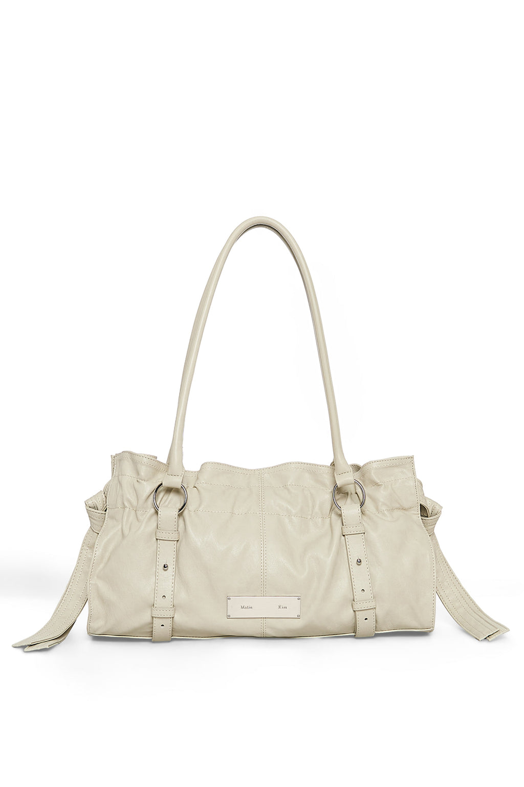 Matinkim Shirring Tie Buckle Shoulder Bag IN Beige