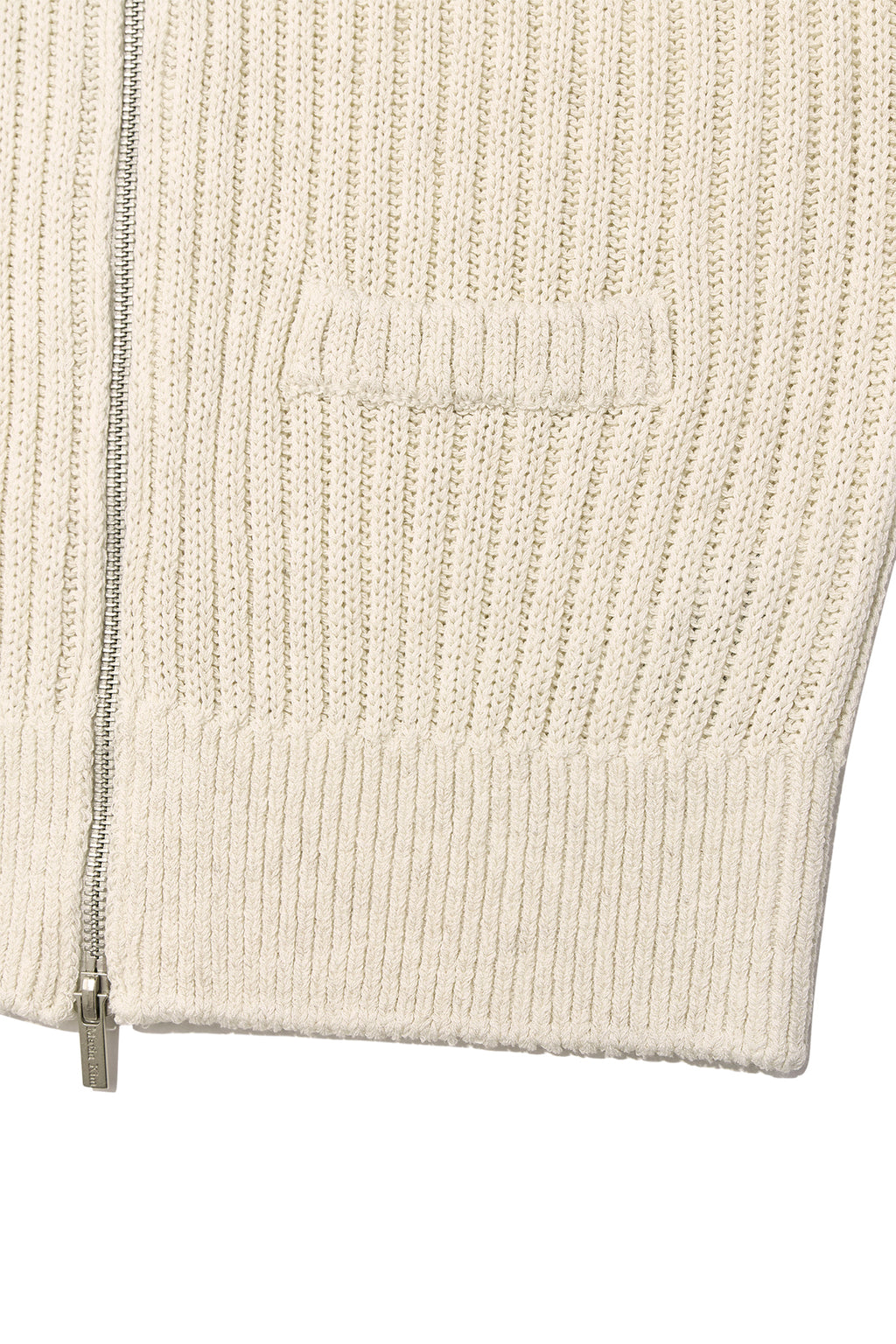 [matinkim] BACK LOGO HIGH NECK KNIT VEST IN LIGHT BEIGE
