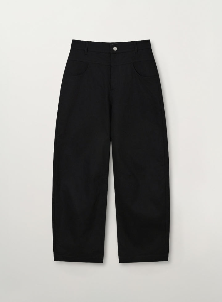Satur Cotton Curved Pants - Black