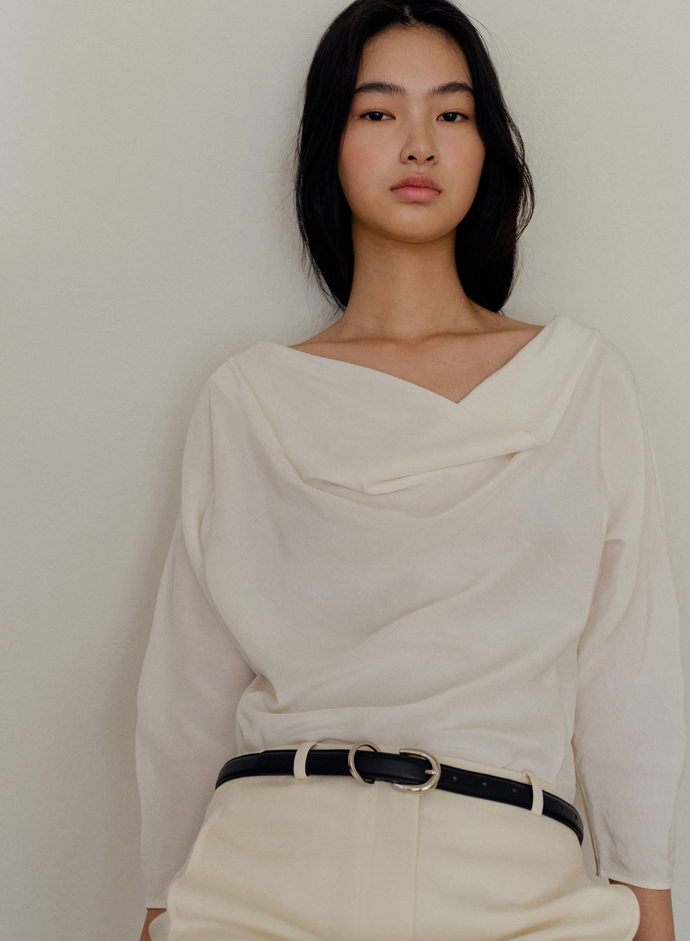 Kindersalmon Edith Draped Top Ivory