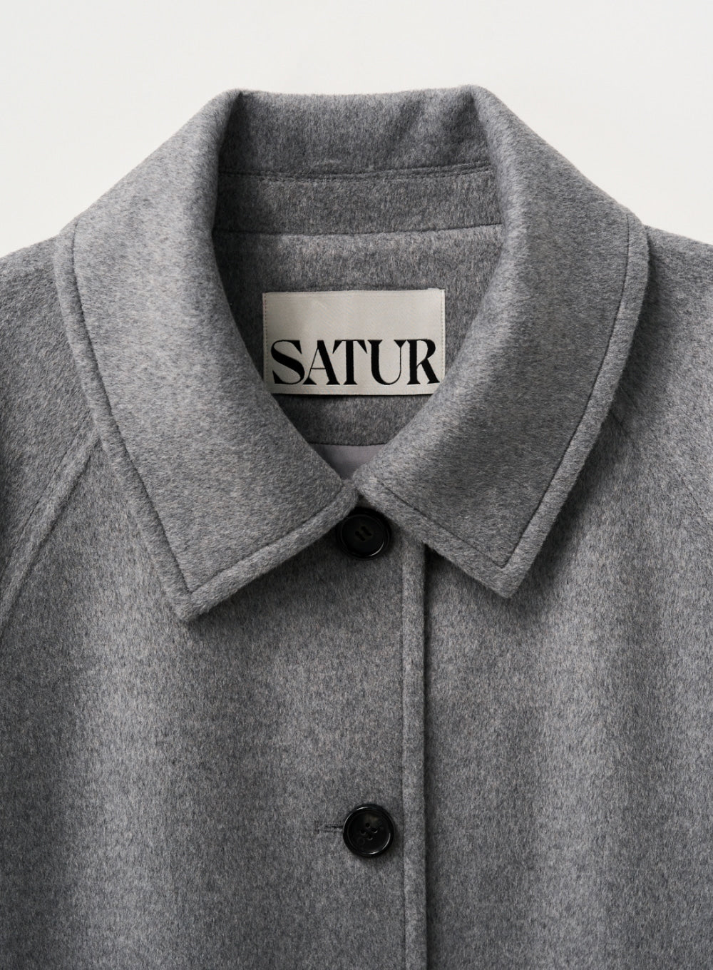 [satur] (W) A-Line Wool Blend Single Coat - Gray