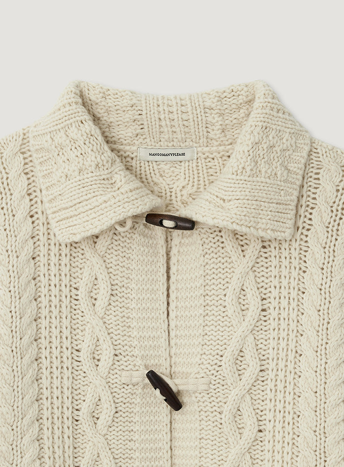 Mango Maniplease Toto Cable Cardigan Cream