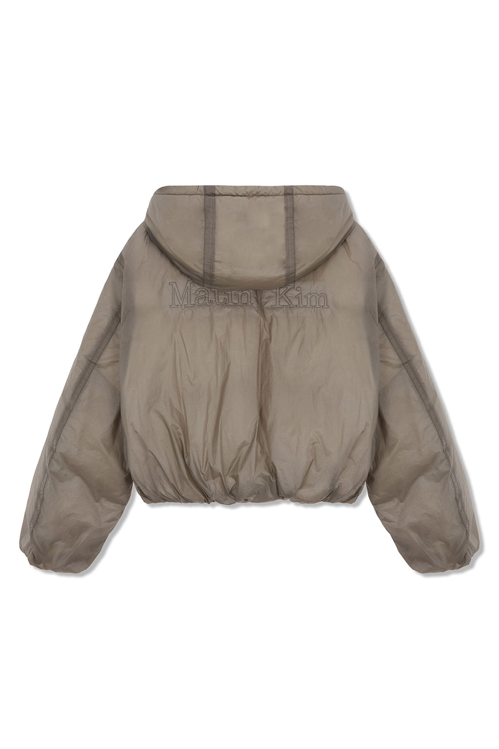 [matinkim] BACK LOGO HOODY SHORT DOWN JUMPER IN BEIGE
