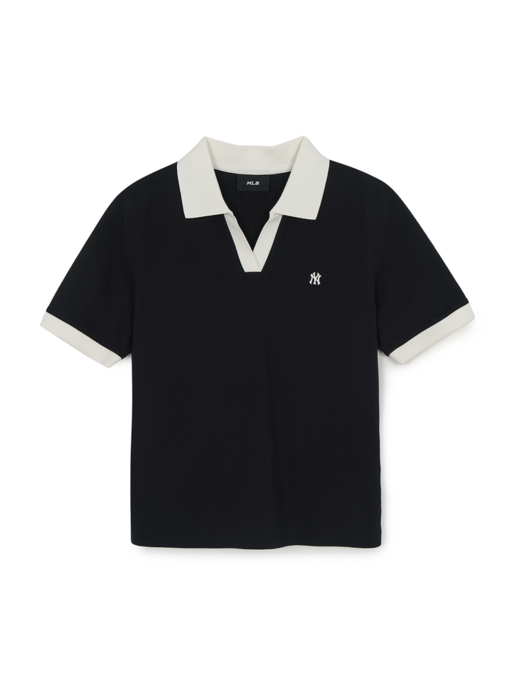 Mlb Women's Basic Open Collar Slim Fit Polo T-Shirts