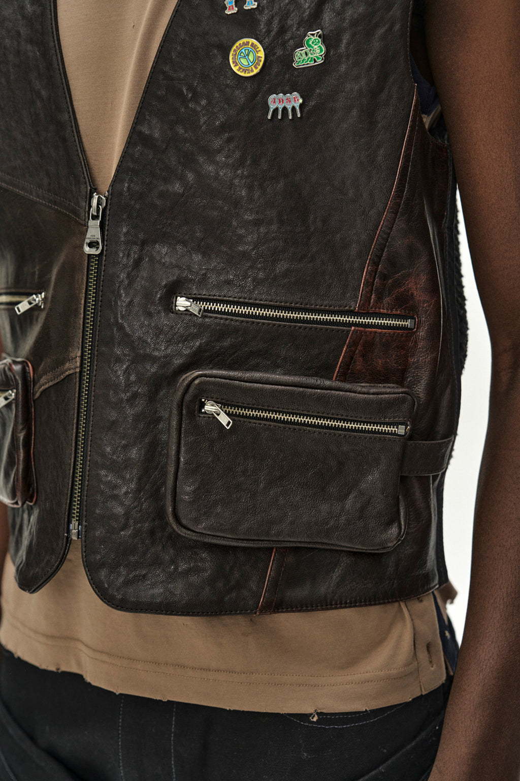 Andersson Bell Back Knit Patchwork Leather Vest
