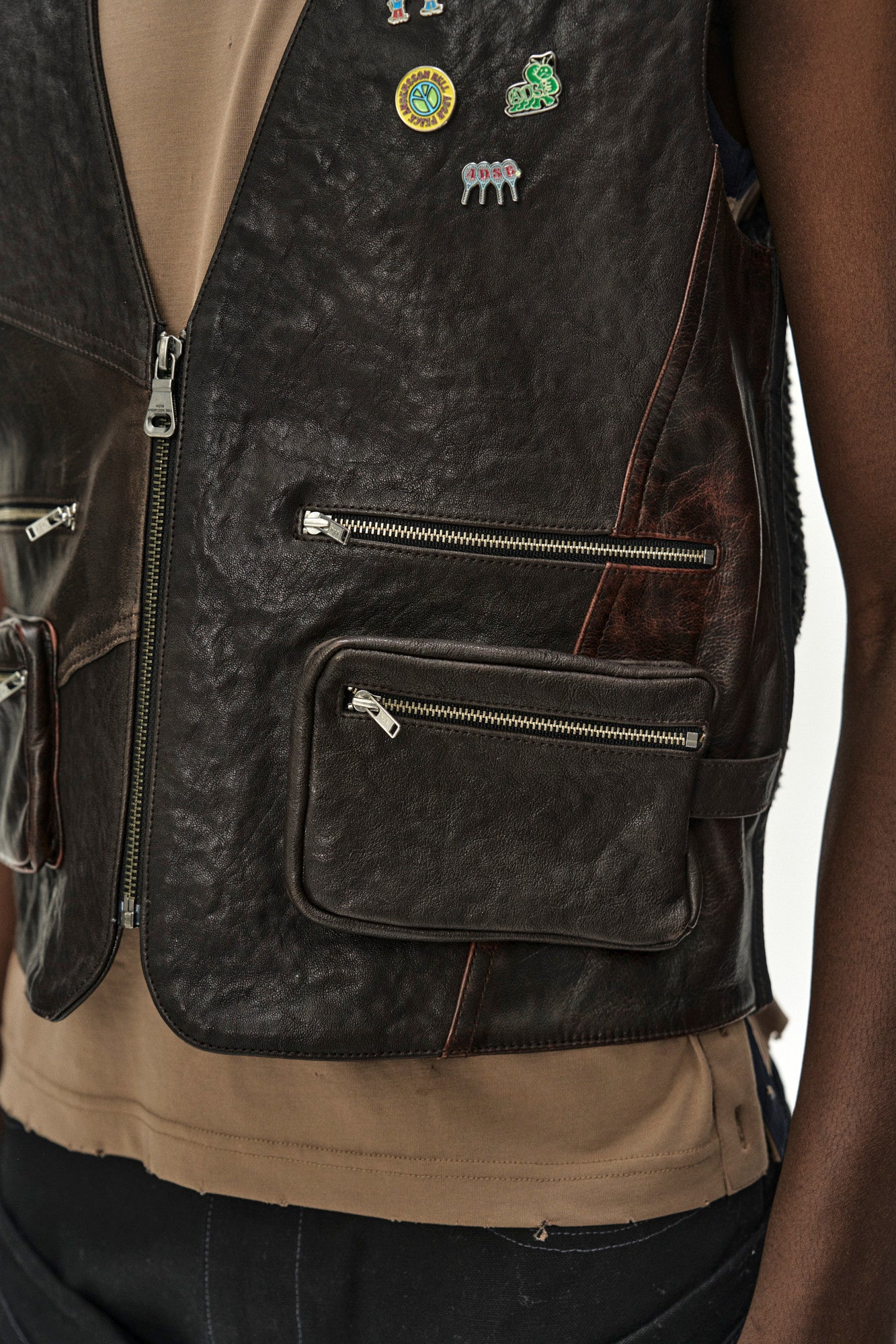 Andersson Bell Back Knit Patchwork Leather Vest