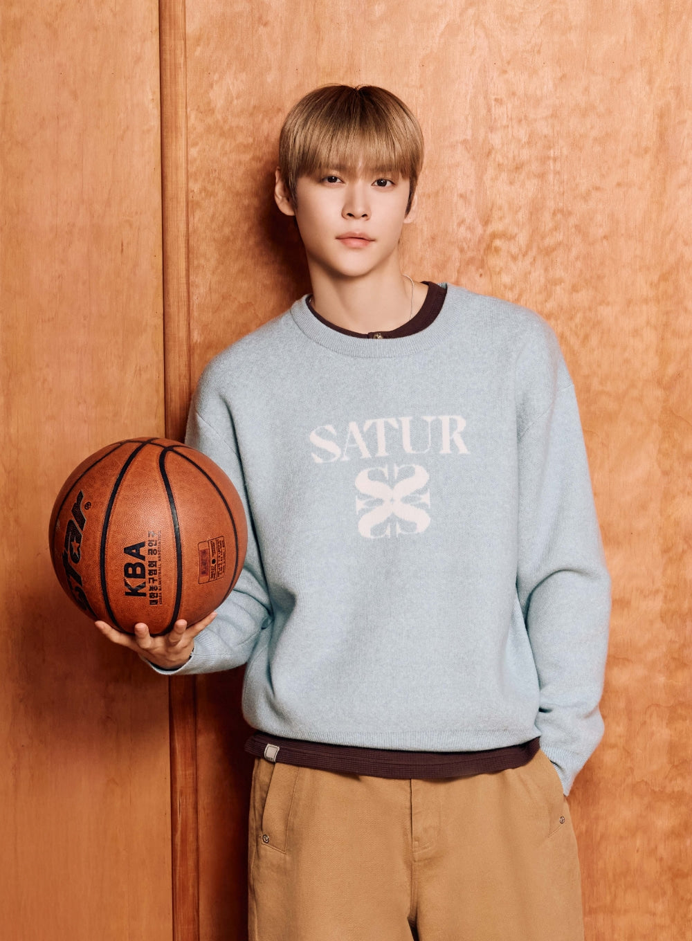 [satur] Basic Logo Jacquard Crew Neck Knit - Mint