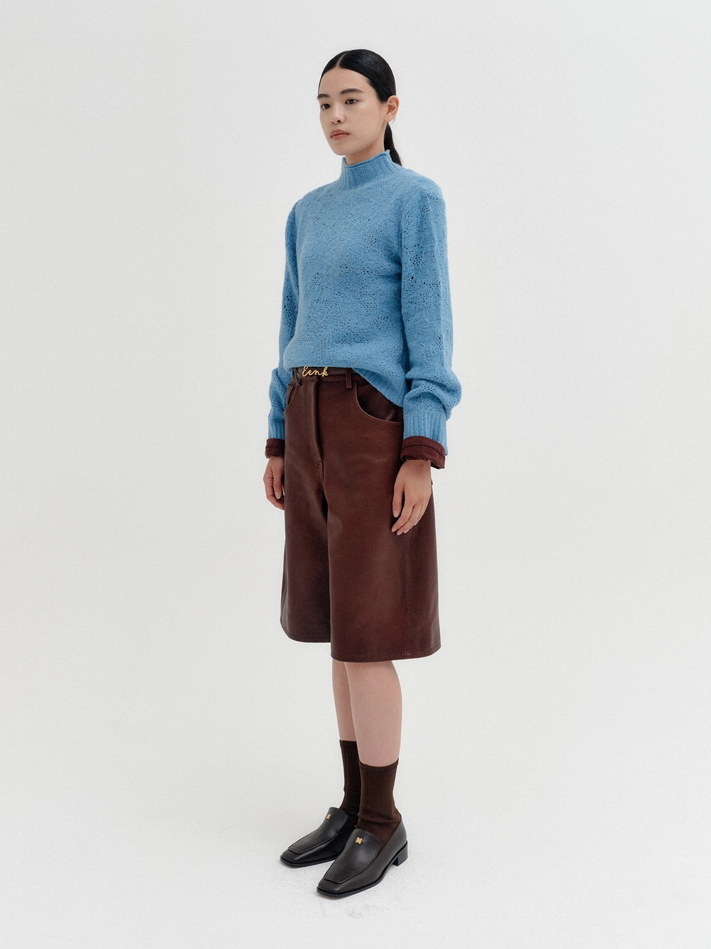EENK Two-Way Button Neck Knitwear - Sky Blue