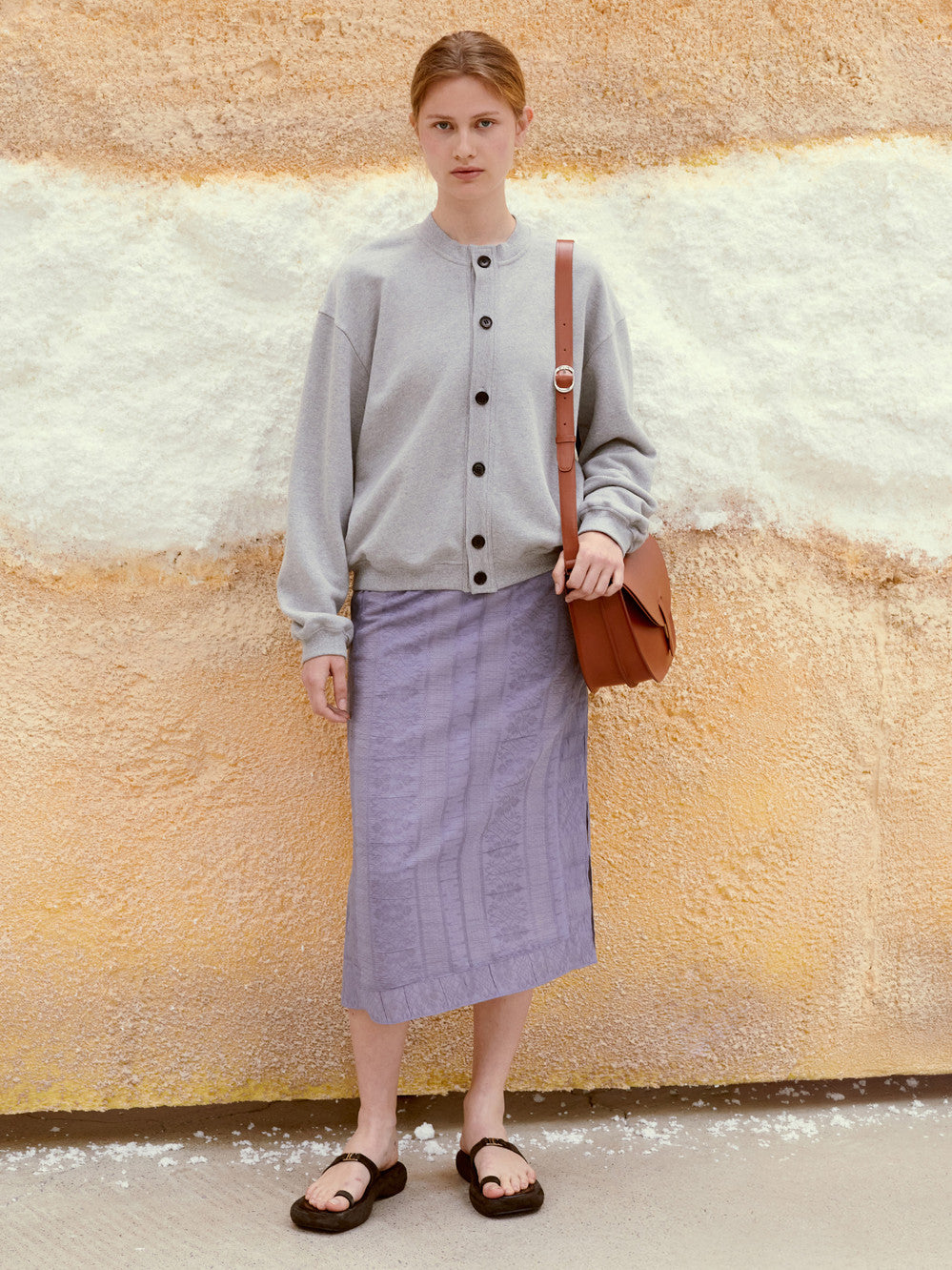 Low Classic Button-Up Sweatshirt Melange Grey