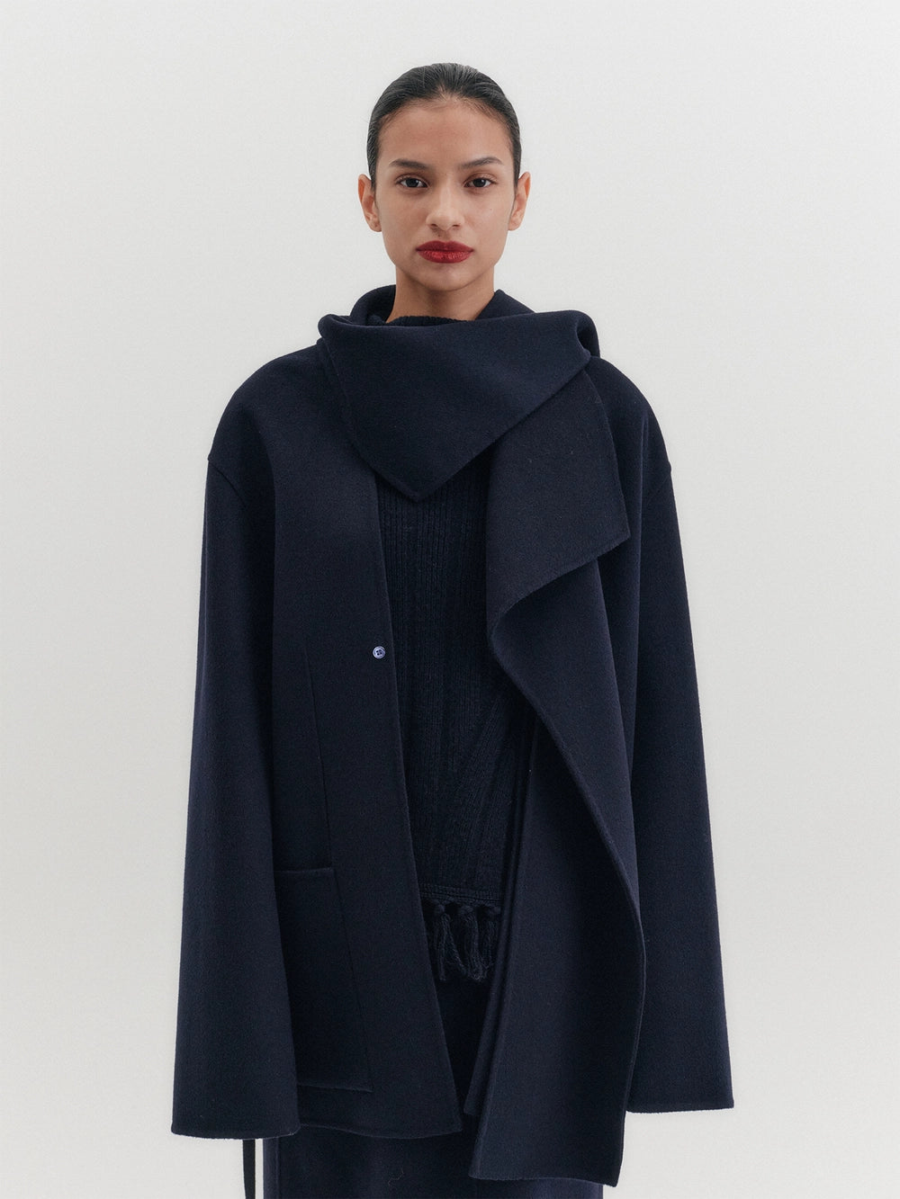 EENK Handmade Shawl Collar Coat - Navy