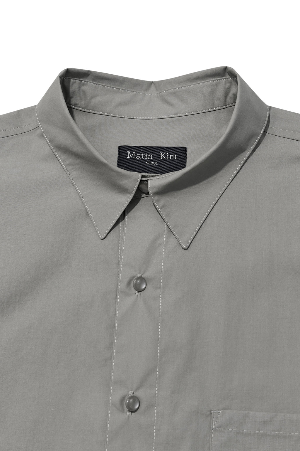[matinkim] STITCH POINT LAYERED SHIRT FOR MEN IN KHAKI GREY