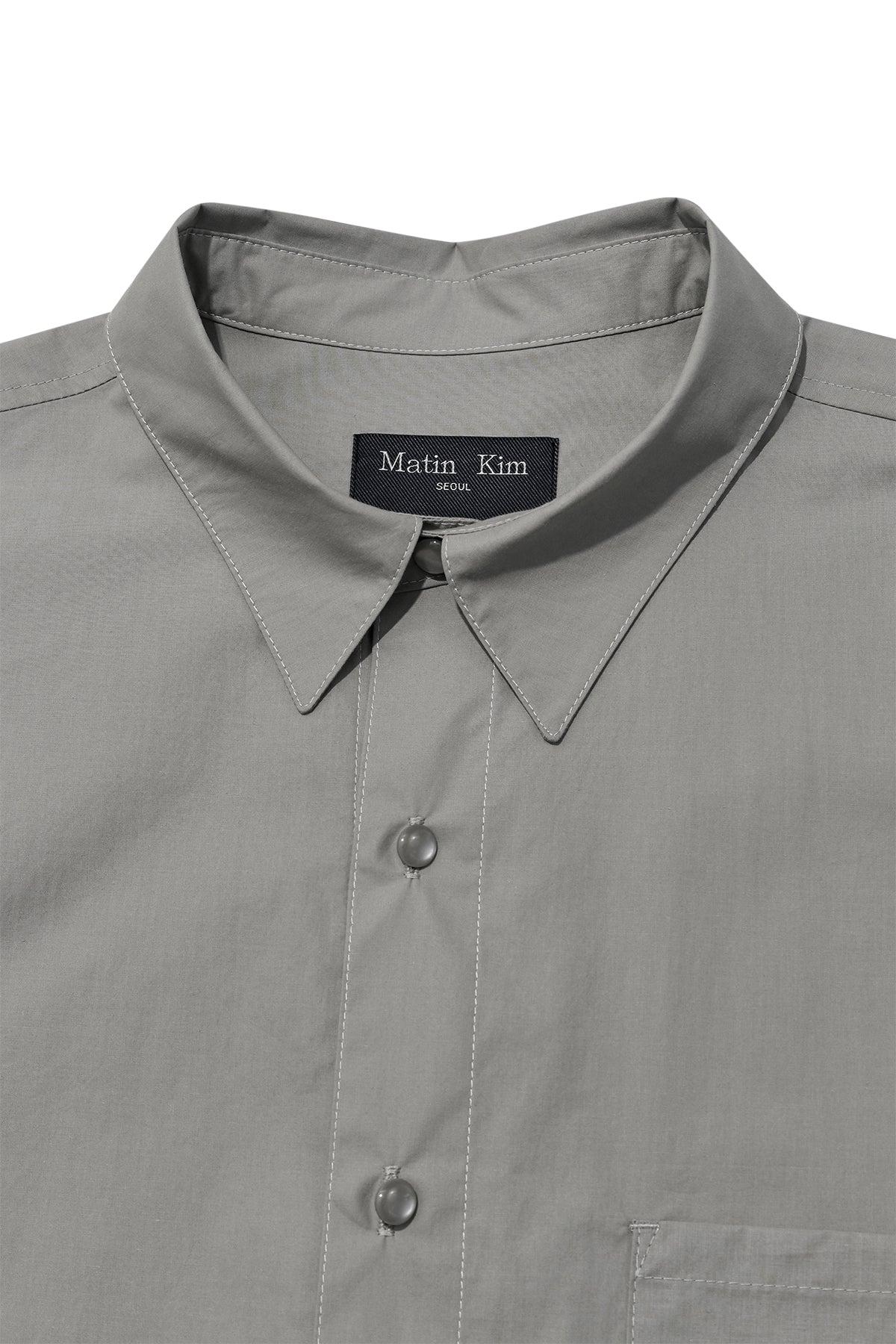 [matinkim] STITCH POINT LAYERED SHIRT FOR MEN IN KHAKI GREY