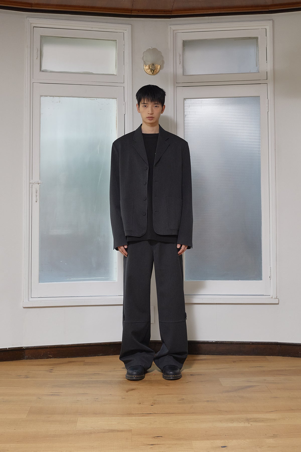 Matinkim Stitch Point Button Trouser For Men IN Charcoal