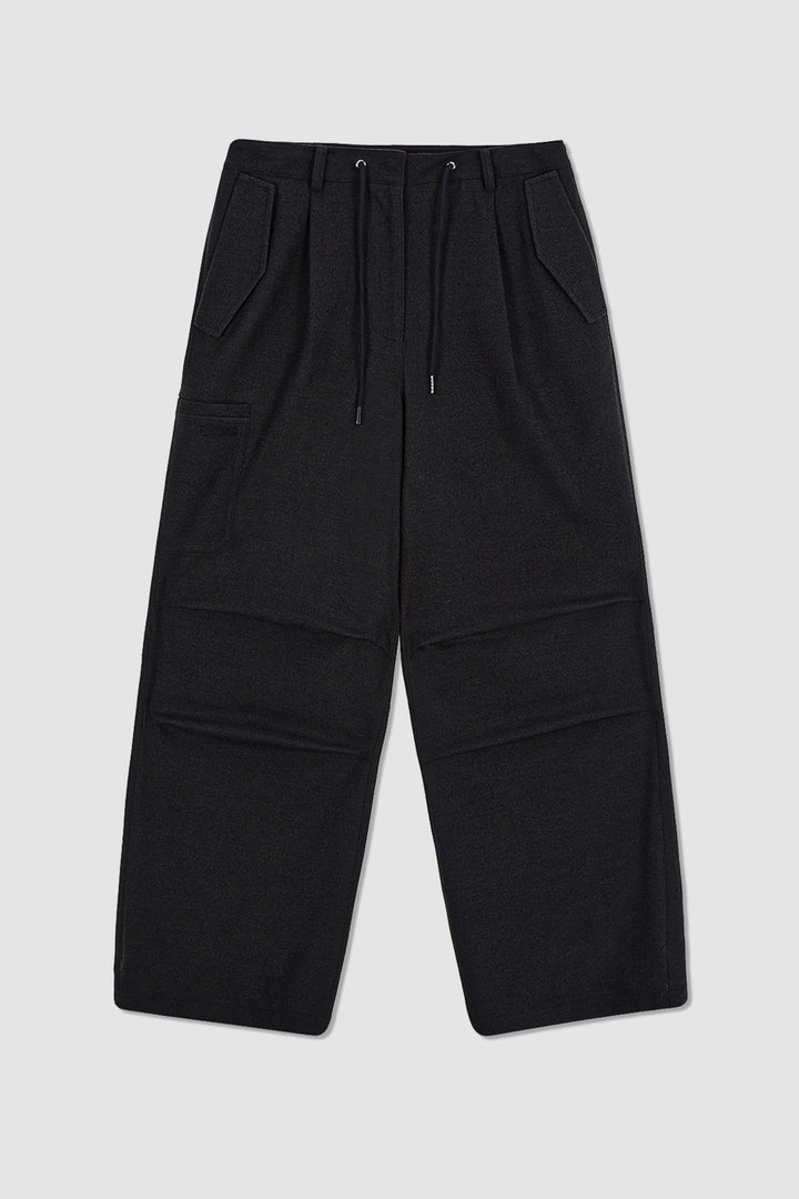 Matinkim Wool Blended Parachute Pants IN Charcoal