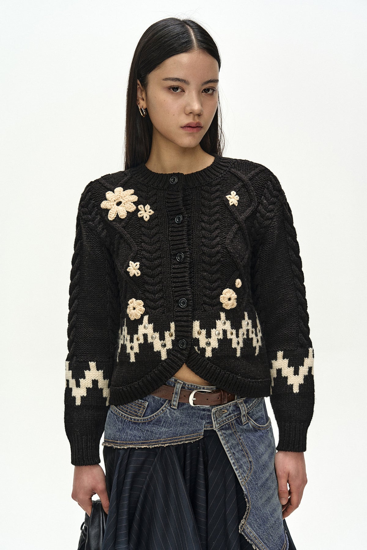Andersson Bell Reworked Denim Wrap Flare Skirt