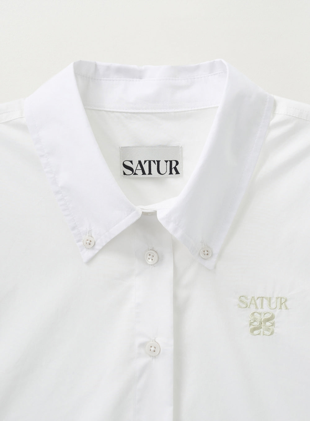 [satur] (W) Barrie Classic Solid Crop shirt - White