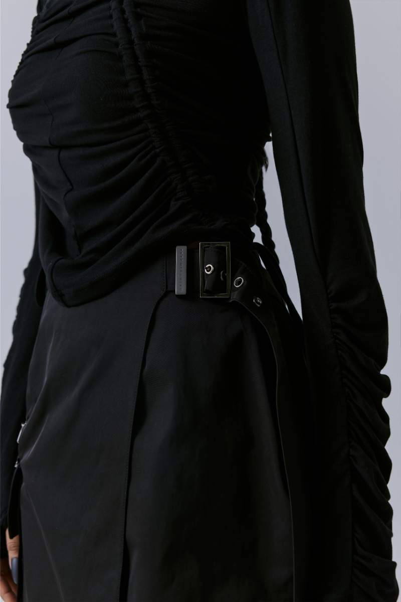 Treemingbird Cargo Layered Mini Skirt Black