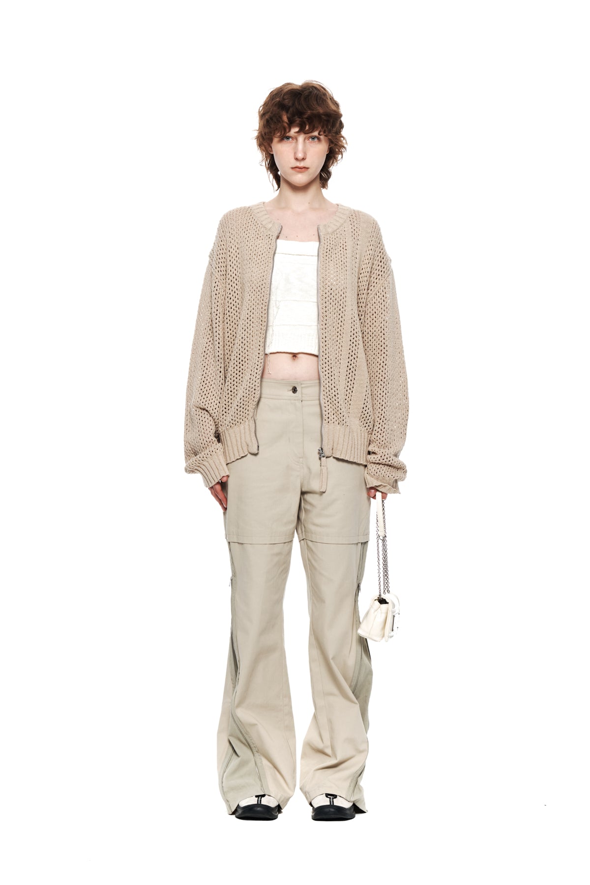 Matinkim Zipper Point Boots Cut Pants IN Beige