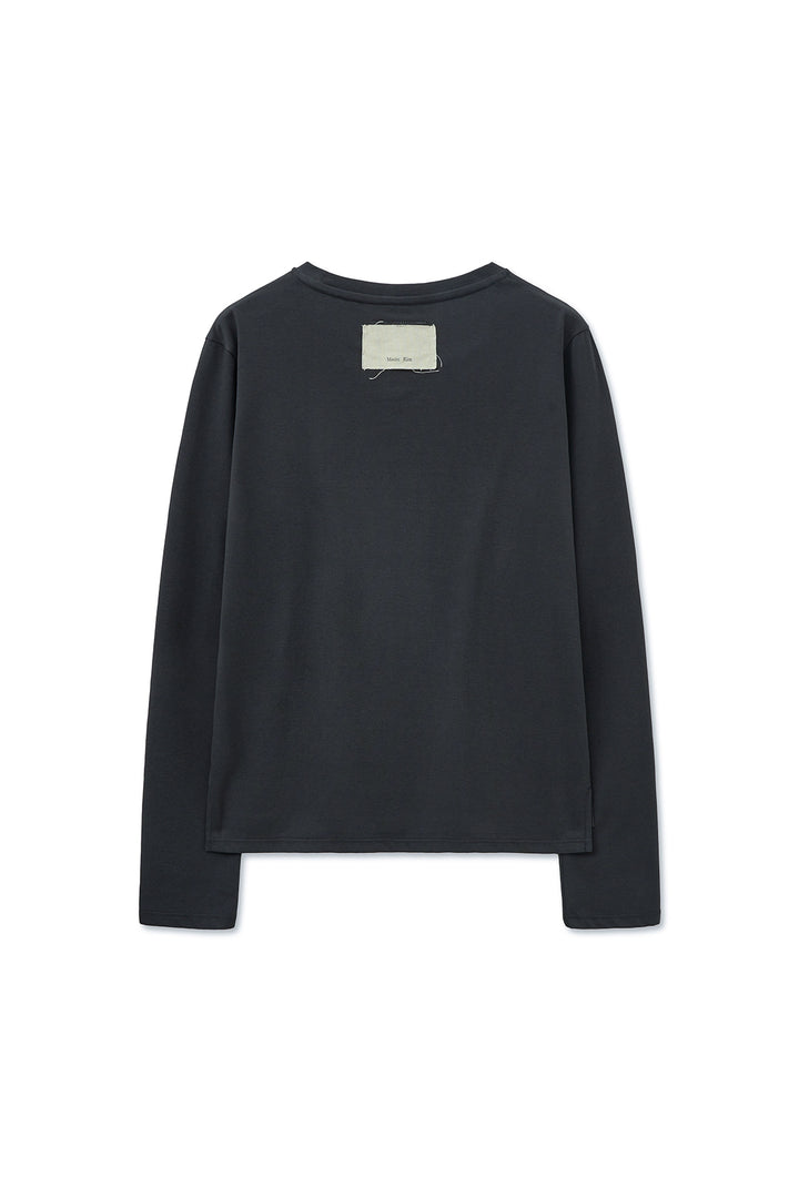 Matinkim Lettering Graphic Long Sleeve Top For Women IN Charcoal