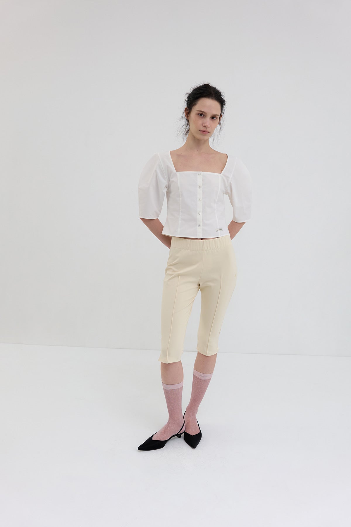 Overdueflair Square Neck Volume Blouse White