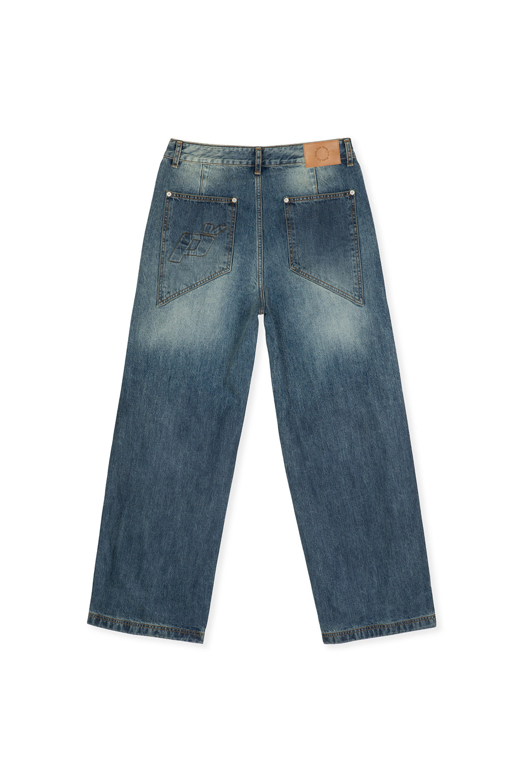 [matinkim] PEACHES COATING WASHED DENIM PANTS FOR MEN IN BLUE