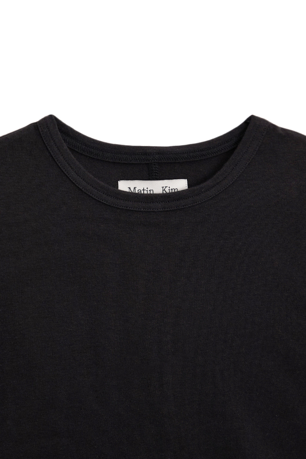 [matinkim] MINI LABEL SHIRRING TOP IN BLACK