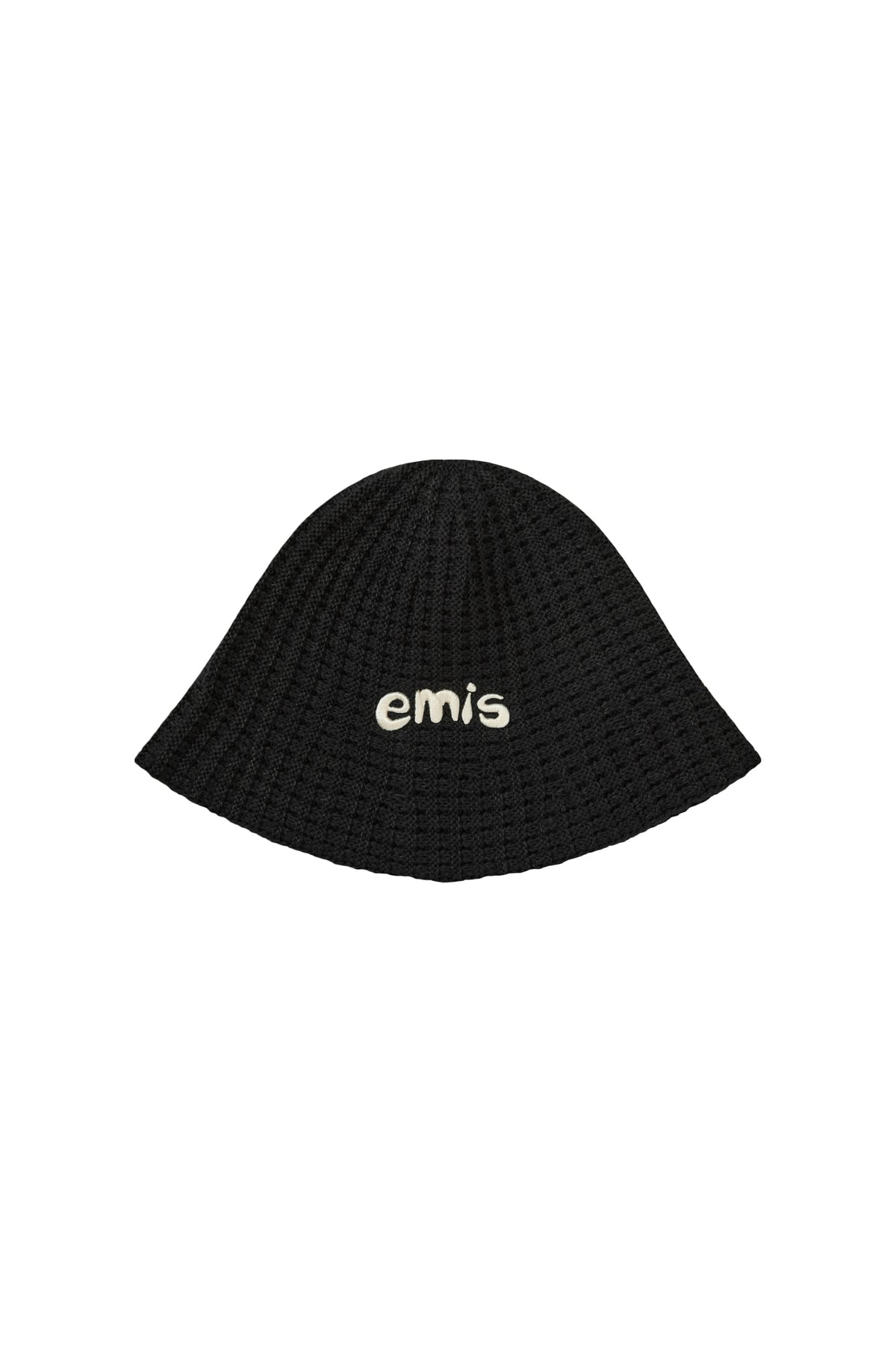 Emis Coastal Waffle Knit Bucket Hat-Black