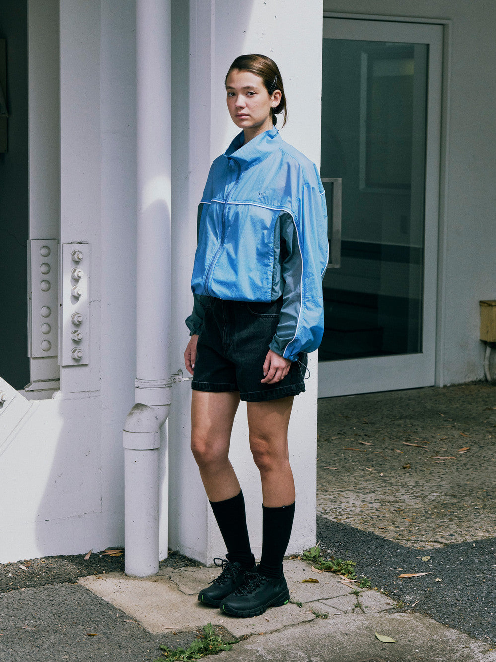 Low Classic Trimming Nylon Jacket - Blue