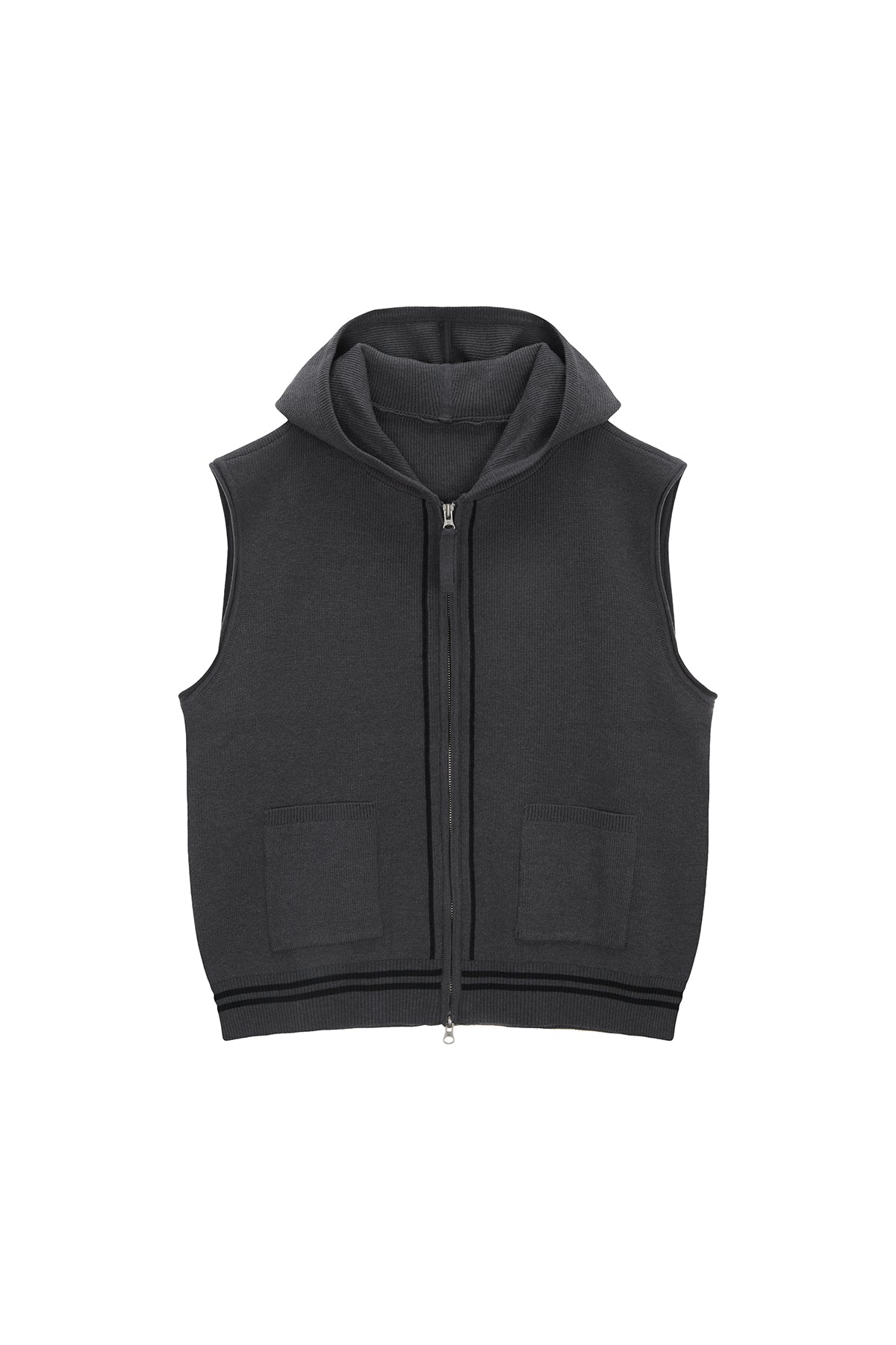 [matinkim] HOODY LOGO KNIT VEST FOR MEN IN CHARCOAL