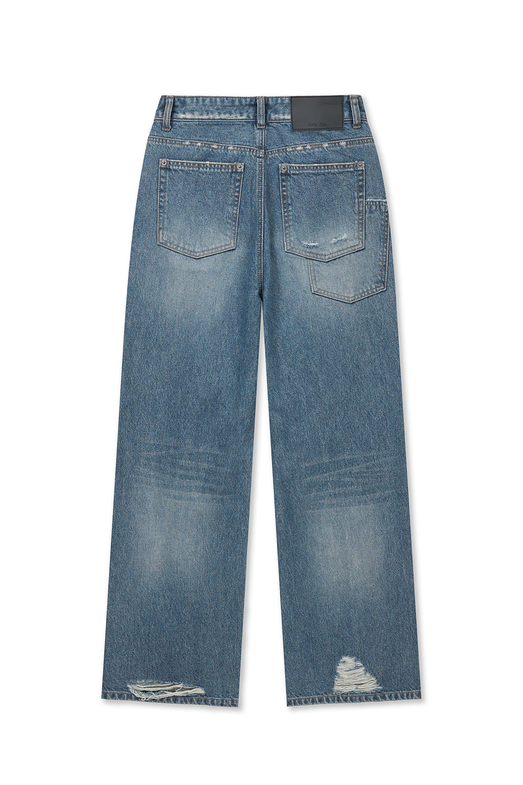 Matinkim Back Pocket Patch Destroyed Denim Pants IN Blue